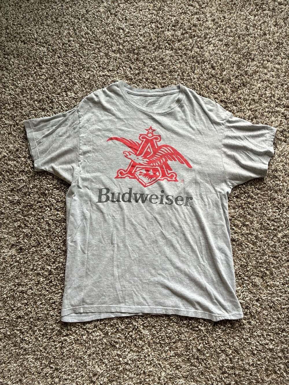 Budweiser Anheuser-Busch Eagle Logo Graphic T-Shirt Grey Size Large